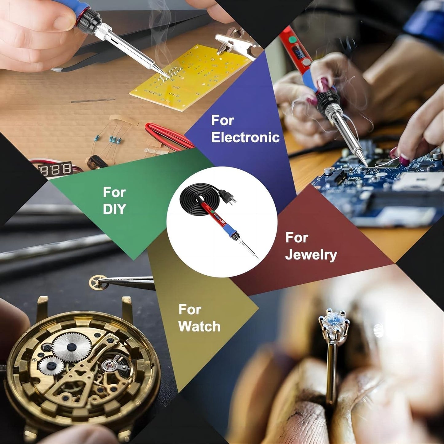 Soldering Iron, 60W 110V Adjustable Temperature Soldering Iron Pen, Portable Welding Tool, Fast Heating, for Electronic Repair, Jewelry, DIY
