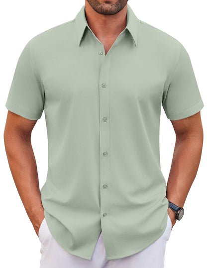 COOFANDY Men's Stretch Dress Shirts Short Sleeve Wrinkle Free Casual Button Down Shirts
