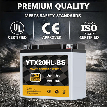 YTX14AH-BS 12V 12Ah Motorcycle Battery, 220CCA Rechargeable Maintenance Free Sealed AGM Battery, Powersport Replacement for ATV, UTV, Scooter