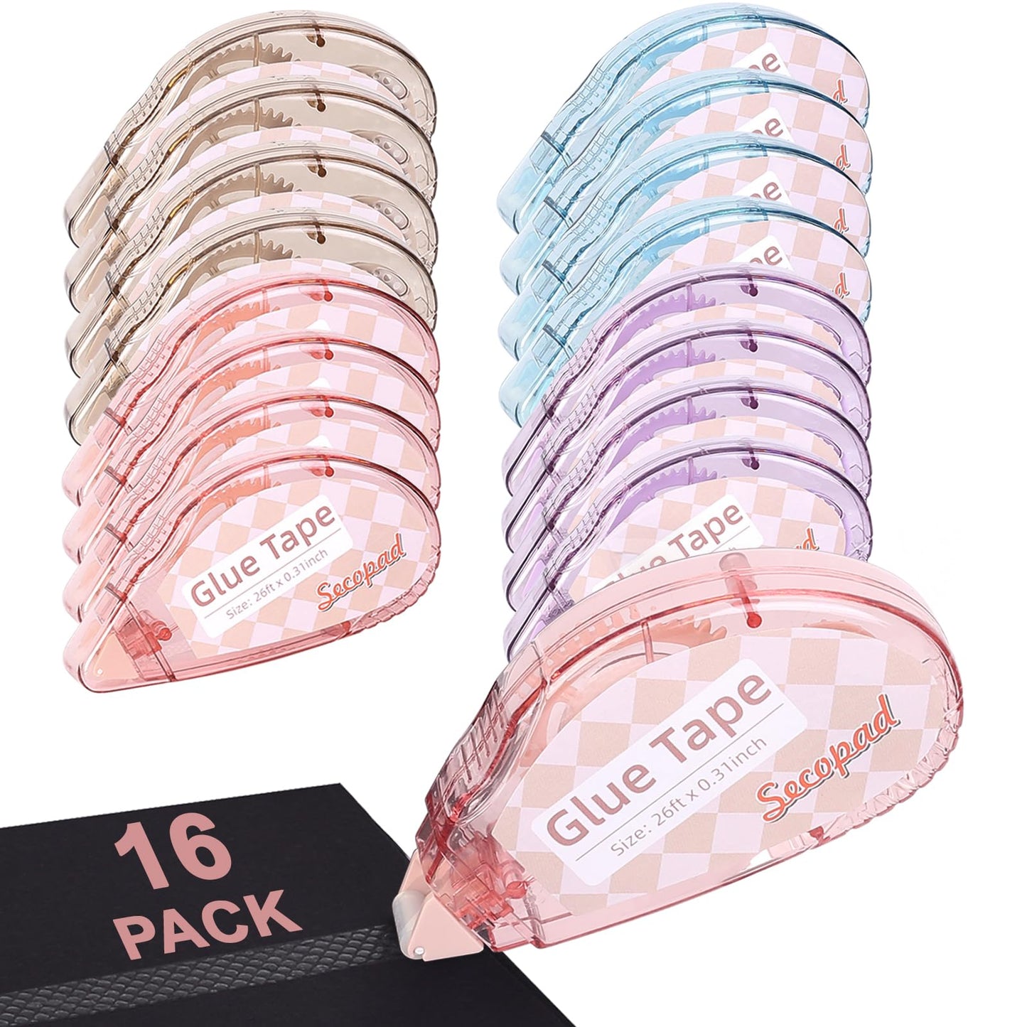Secopad Scrapbook Tape, Glue Tape for Crafts, 4 Pack, Light-Colored Shell