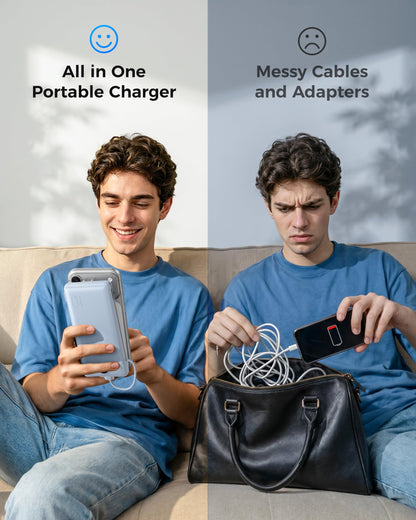 VEGER Portable Charger for iPhone, Power Bank Built in Cables and Wall Plug