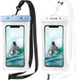 CACOE Floatable Waterproof Phone Pouch 2 Pack Up to 7.0",White+Blue