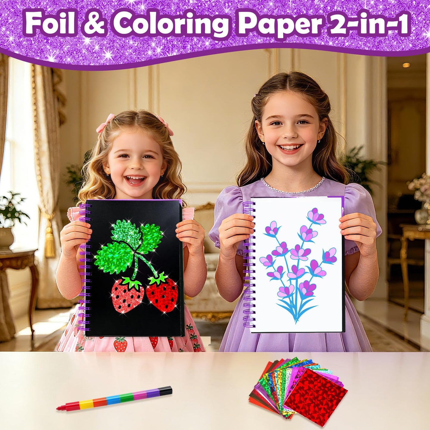 FUNNYB&G Foil Art Craft Kit for Kids, Sparkly Birthday Gift Toy for Boys