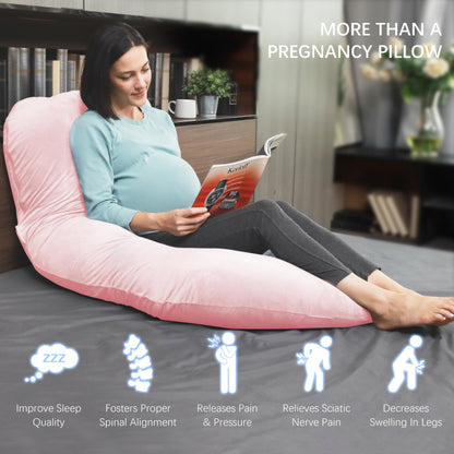 MOON PARK Pregnancy Pillows for Sleeping - U Shaped Full Body Maternity Pillow with Removable Cover - Support for Back, Legs, Belly, HIPS - 65 Inch - Aquamarine