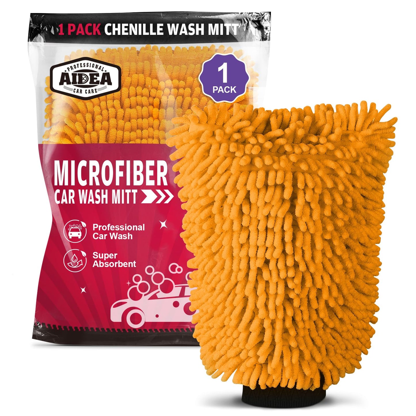 AIDEA Car Wash Mitt Microfiber, 4PK,Car Wash Brush, Green 8''X12''