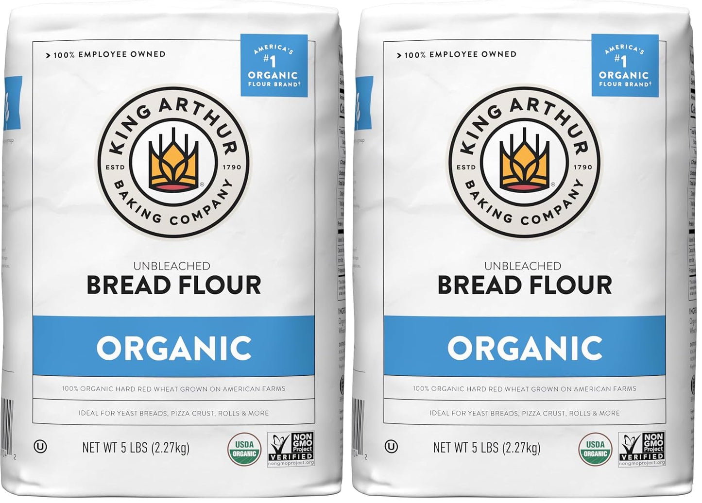 King Arthur 100% Organic Bread Flour, Unbleached, 5 lb (Pack of 1) - Non-GMO Project Verified, No Preservatives