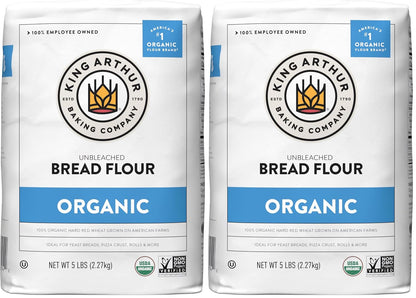 King Arthur 100% Organic Bread Flour, Unbleached, 5 lb (Pack of 1) - Non-GMO Project Verified, No Preservatives