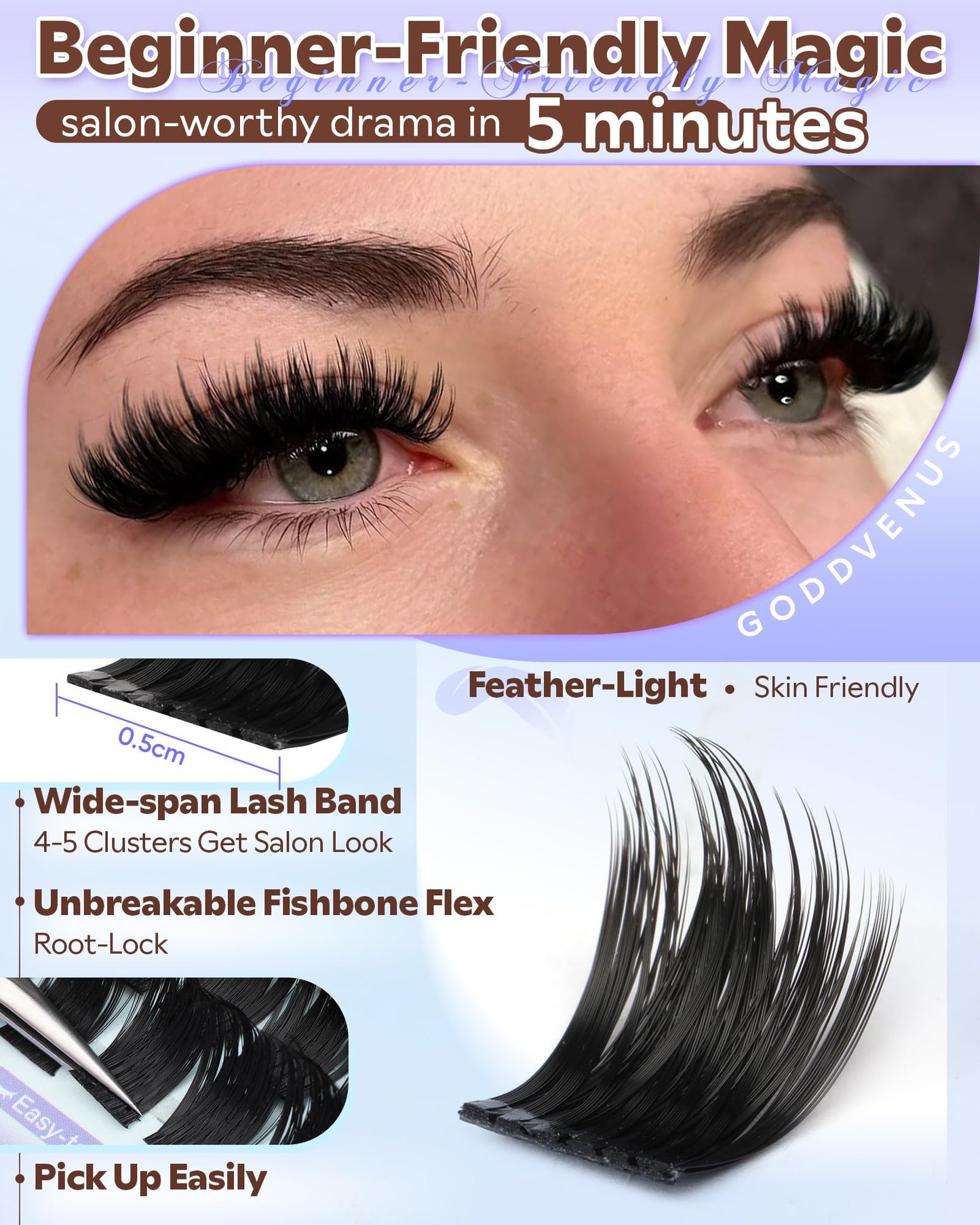 Goddvenus Pre-made Spikes Lash Clusters Wispy Manga Eyelash Clusters