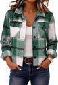 Zeagoo Flannels for Women Cropped Shacket Jacket Fashion Plaid Fall Coat