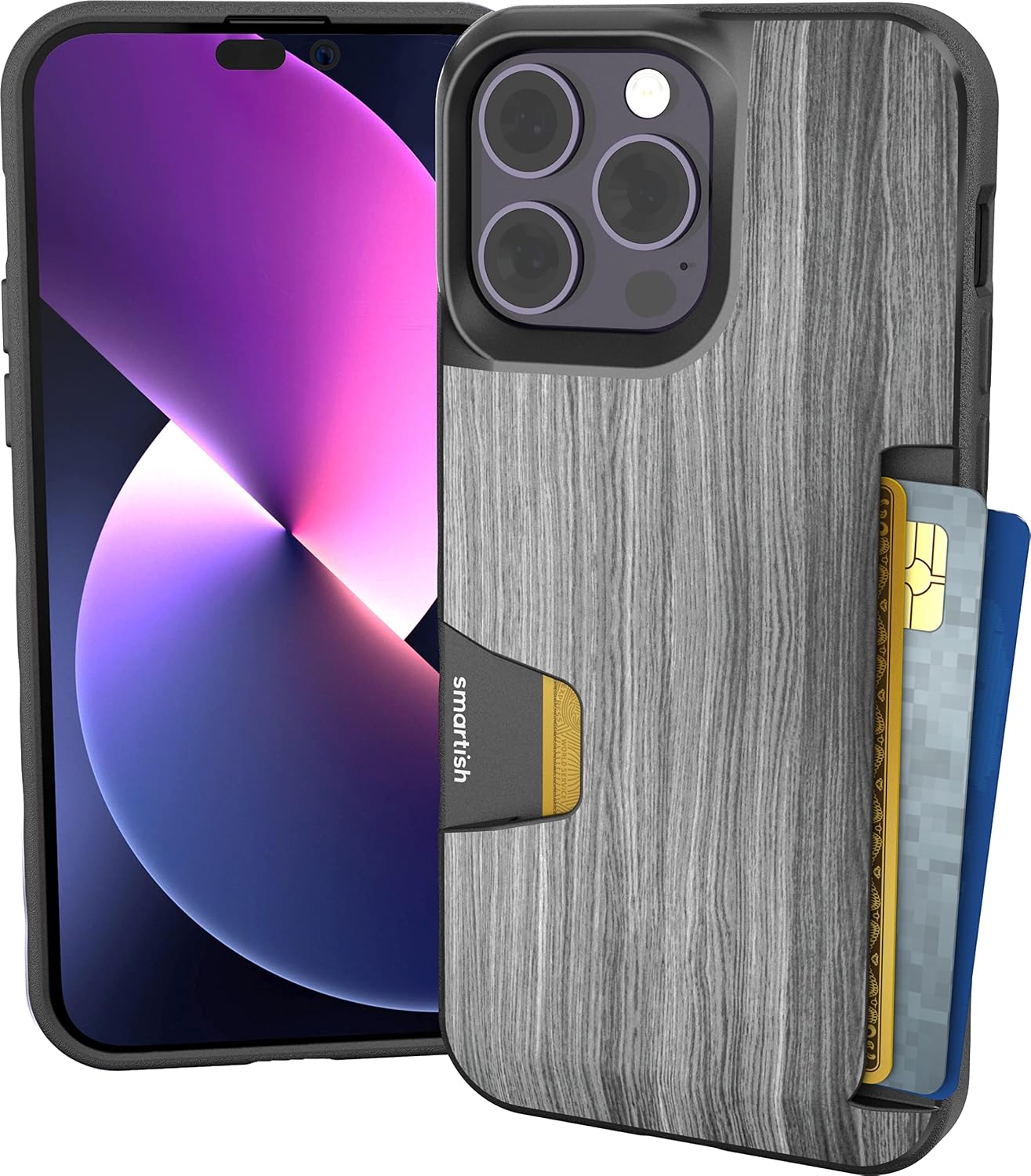 Smartish® iPhone 13 Wallet Case - Wallet Slayer Vol. 1 [Slim + Protective] Credit Card Holder - Drop Tested Hidden Credit Card Slot Cover for Apple iPhone 13 - Black Tie Affair