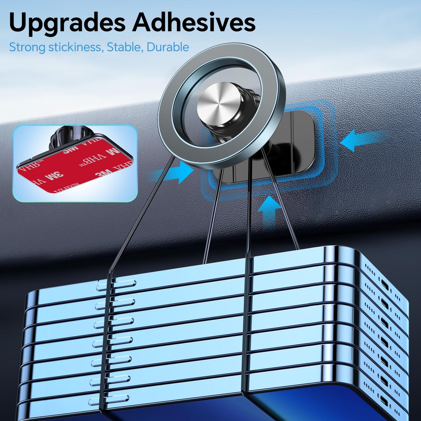 for iPhone Magsafe car Mount【20 Strong Magnets】Magnetic Phone Holder for Car Dashboard【360° Rotation】Hands Free Car Phone Holder Mount Dash Fit iPhone 15 14 13 12 Pro Max Plus MagSafe Car Accessories
