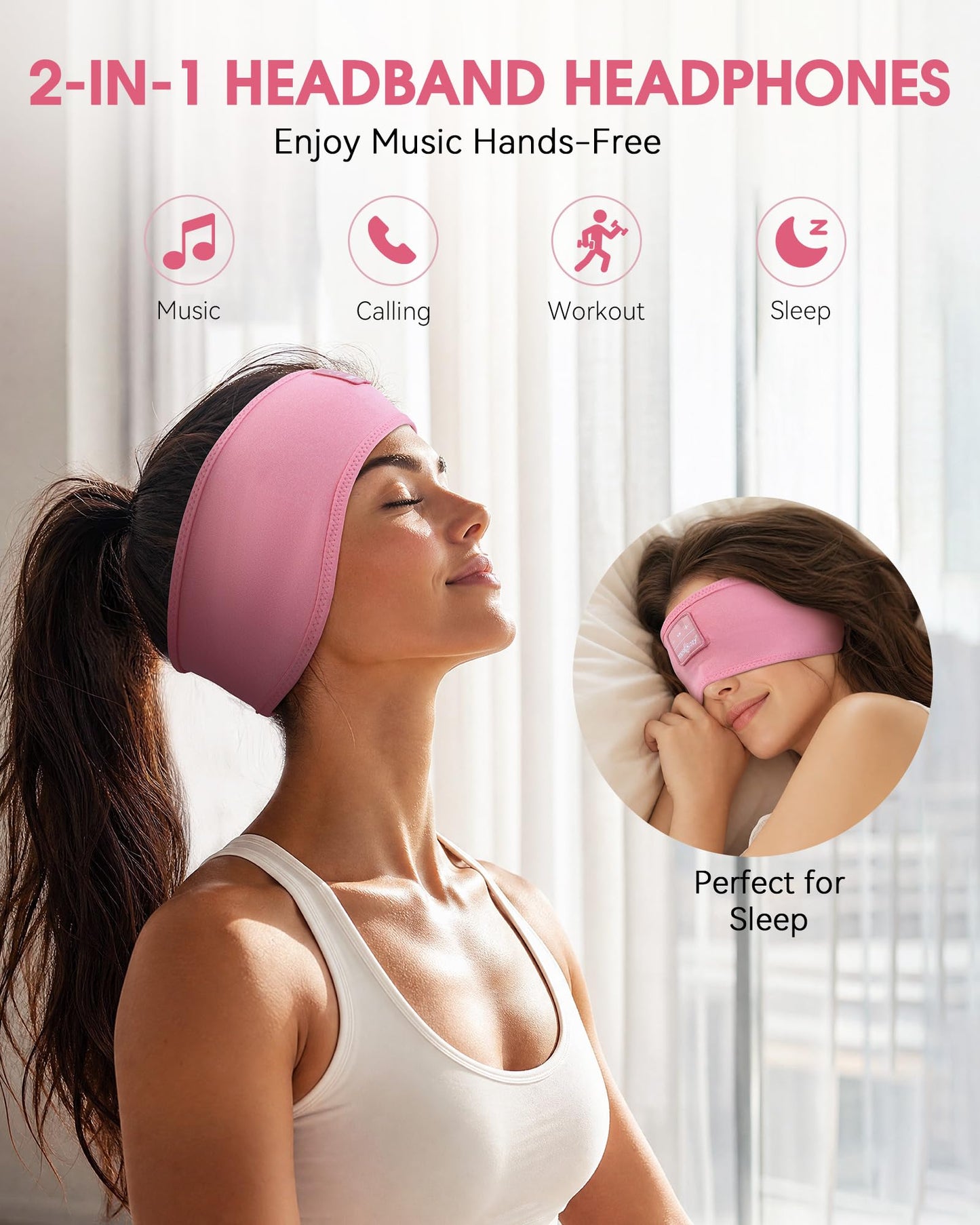 MUSICOZY Sleep Headphones Bluetooth Headband Headphones for Side Sleepers