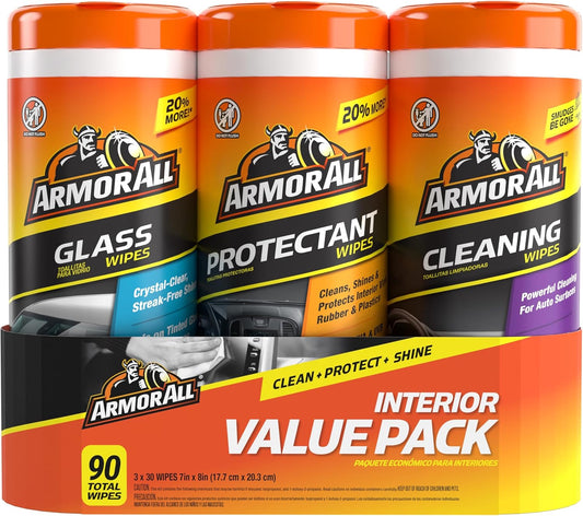 Armor All Car Interior Value Pack, 90 Count, Auto Cleaning Wipes