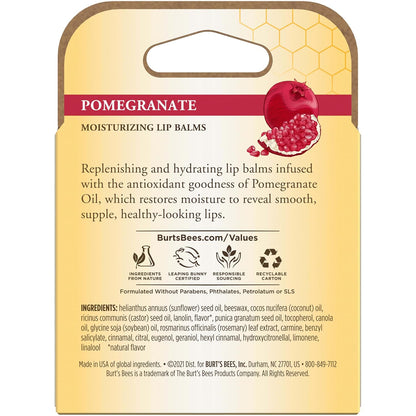Burt's Bees Lip Balm, Pomegranate, 0.15 oz., 4 Tubes