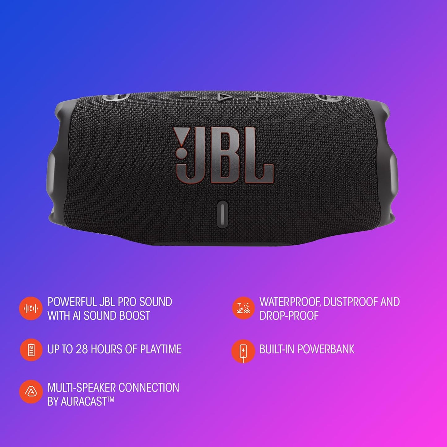 JBL Charge 6 Portable Bluetooth Speaker, Waterproof, Drop-Proof - Teal