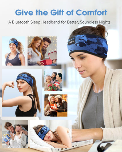 MUSICOZY Sleep Headphones Bluetooth Headband Headphones for Side Sleepers