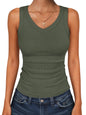 ANRABESS Tank Tops for Women V Neck Summer Sleeveless Ribbed Knit