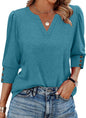 WIHOLL 3/4 Length Sleeve Womens Tops with Button Cuffs Dressy Casual V Neck Summer Outfits Early Fall Fashion Spring Clothes