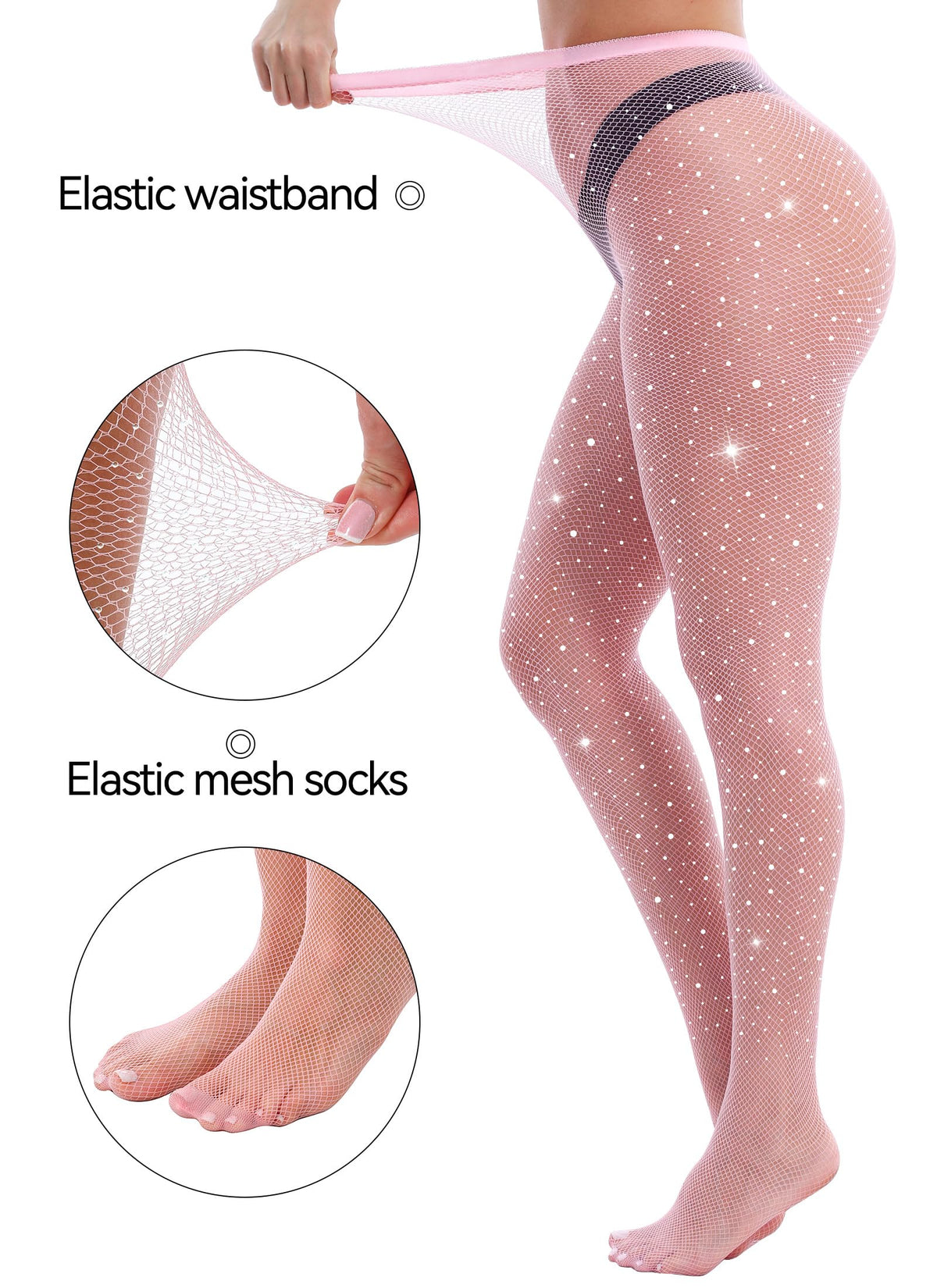 VEBZIN Sparkly Fishnets Stockings High Waist Tights for Women