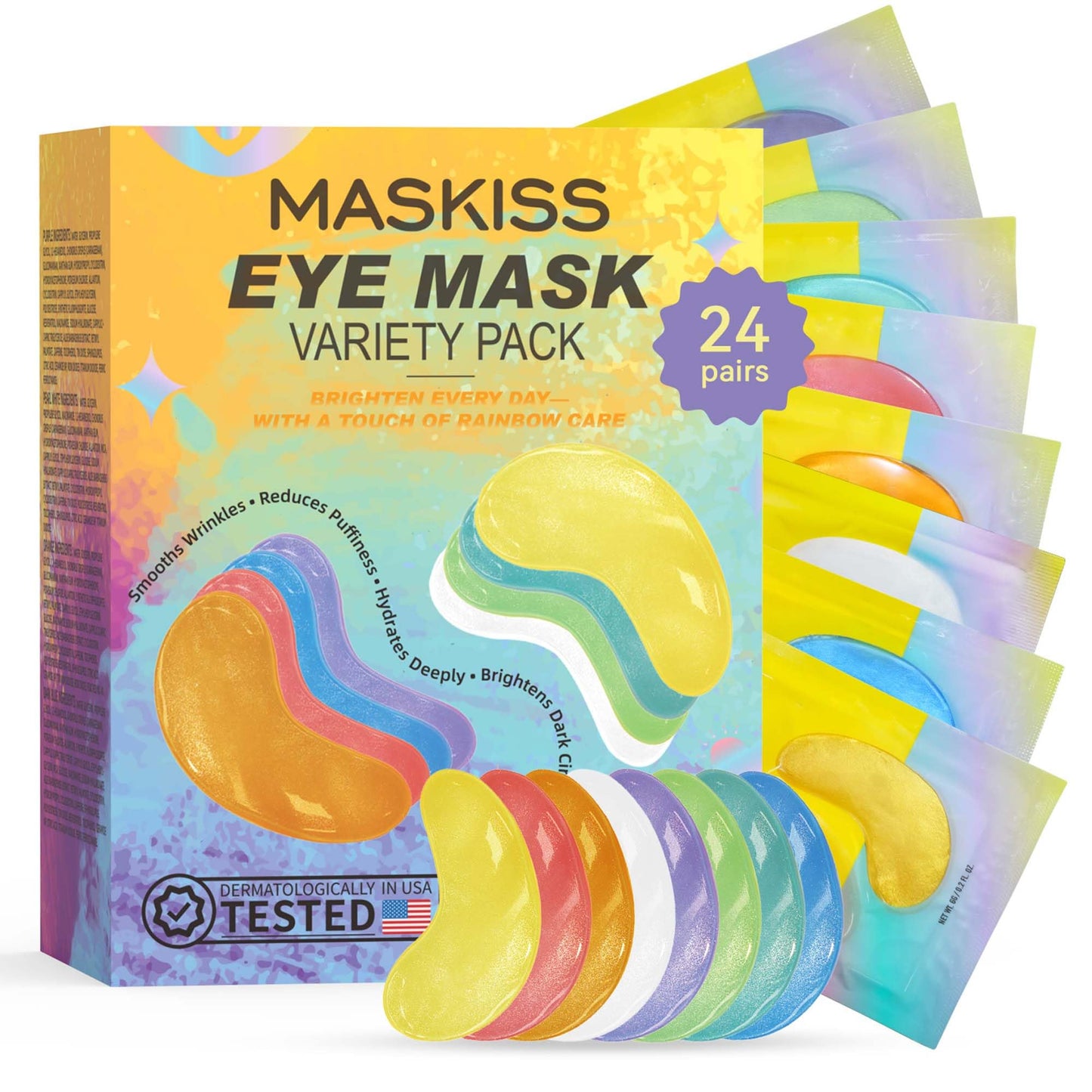 Maskiss 24k Gold Under Eye Patches (50 Pairs), eye mask, Collagen Skin Care Products, Eye Patches for Puffy Eyes, eye masks for dark circles and puffiness