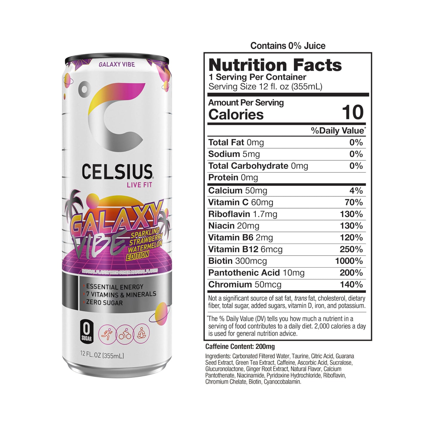 CELSIUS Sparkling Tropical Vibe, Functional Essential Energy Drink 12 Fl Oz (Pack of 12)