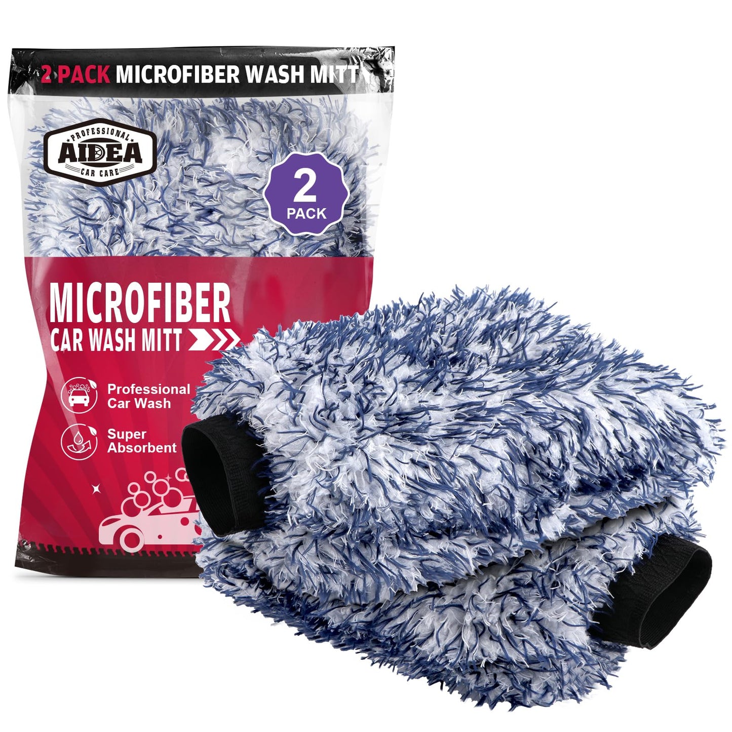 AIDEA Car Wash Mitt Microfiber, 4PK,Car Wash Brush, Green 8''X12''