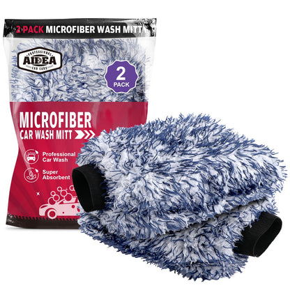 AIDEA Car Wash Mitt Microfiber, 4PK,Car Wash Brush, Green 8''X12''