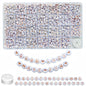 Looconi 810pcs Gold Letter Beads Square 6x6mm White Cube Acrylic Alphabet A-Z with Heart Pattern and Crystal Line for Jewelry Making