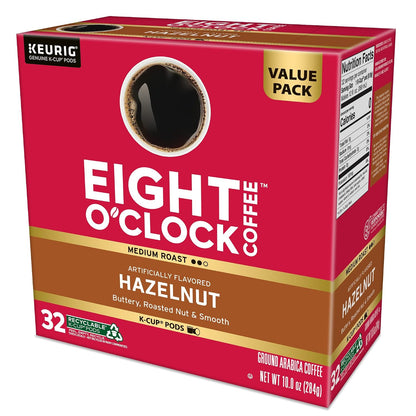 Eight O'Clock Coffee Hazelnut, Single-Serve Keurig K-Cup Pods, Flavored Medium Roast Coffee Pods, 96 Count