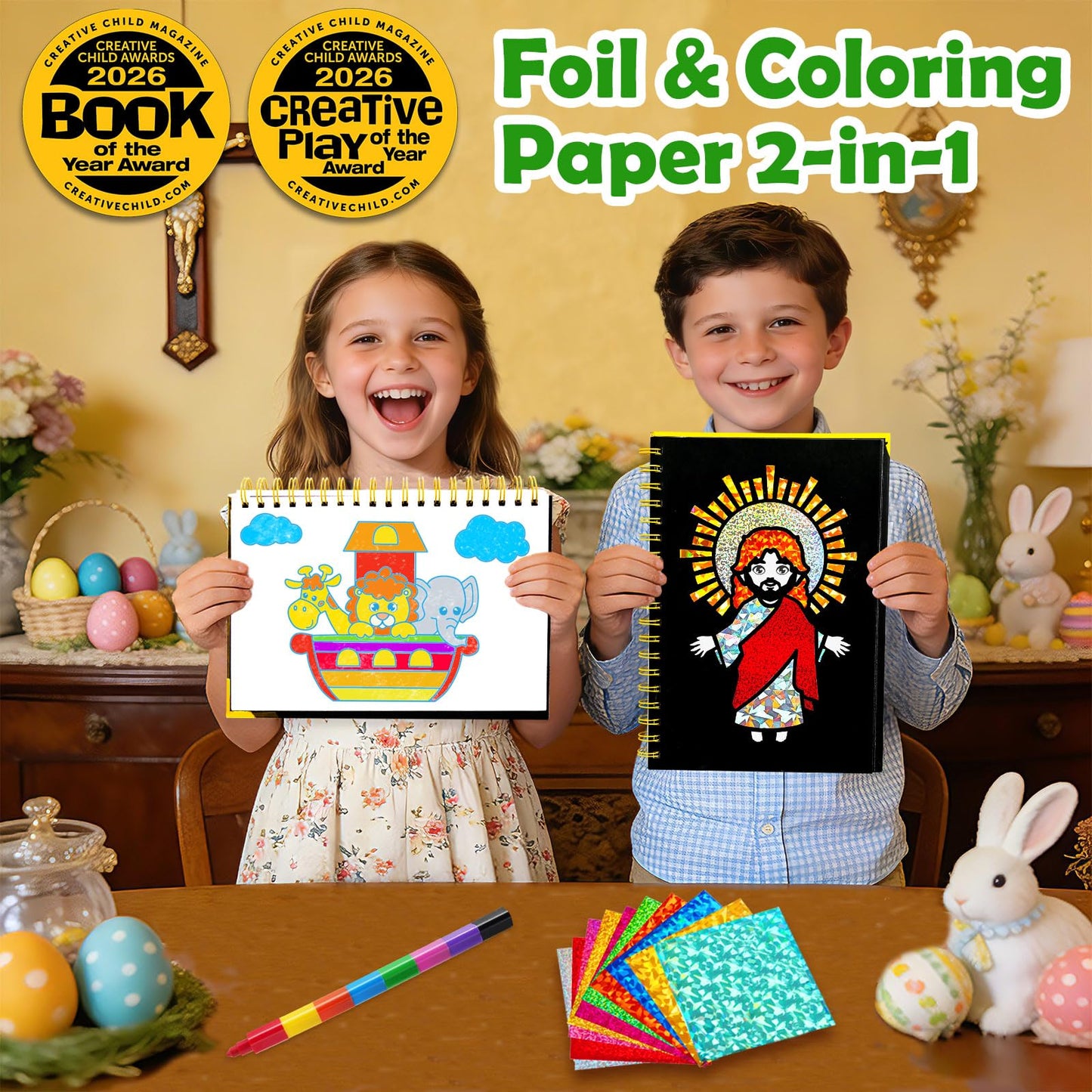FUNNYB&G Foil Art Craft Kit for Kids, Sparkly Birthday Gift Toy for Boys
