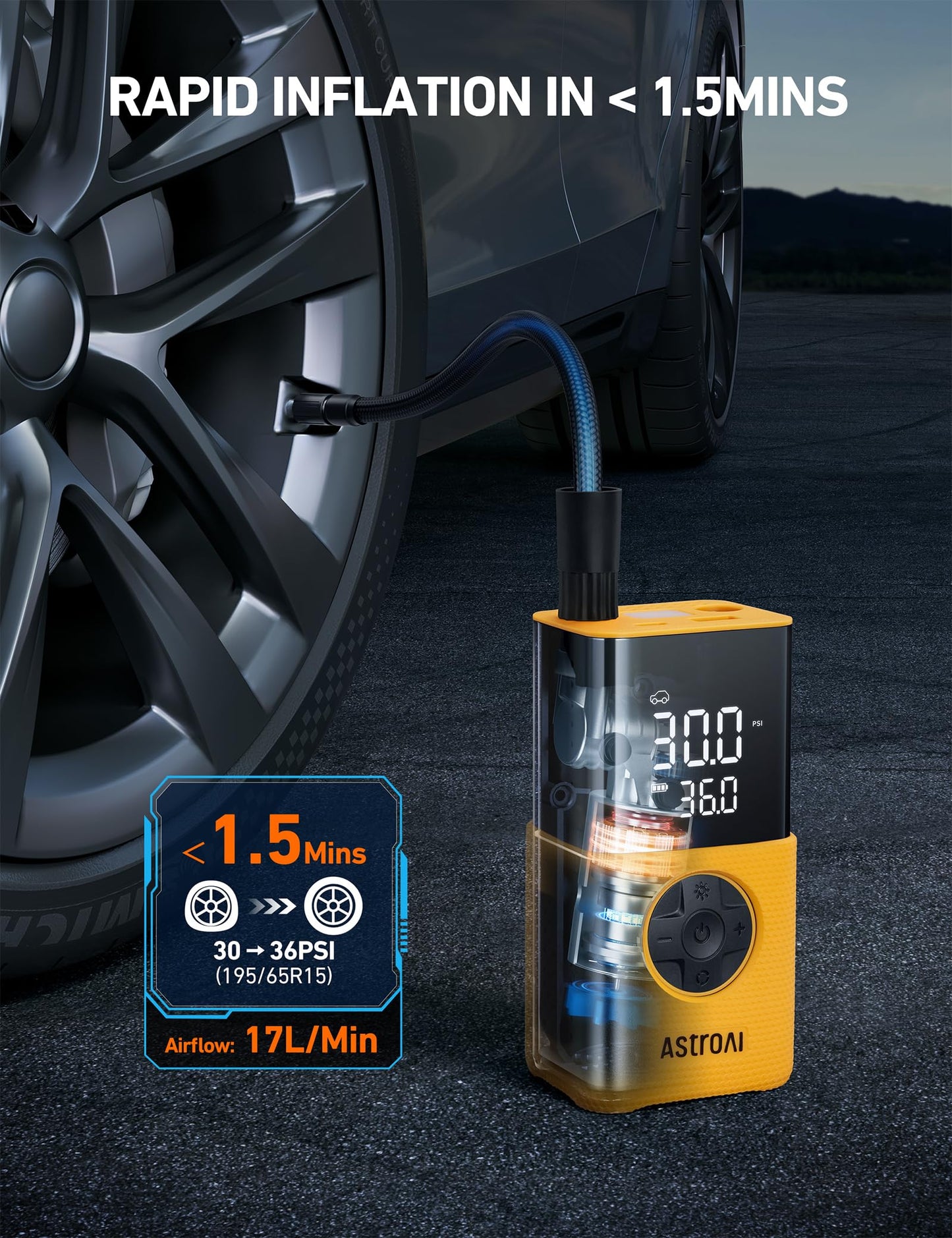 AstroAI L7 Tire Inflator Portable Air Compressor,150 PSI Cordless Bike Pump