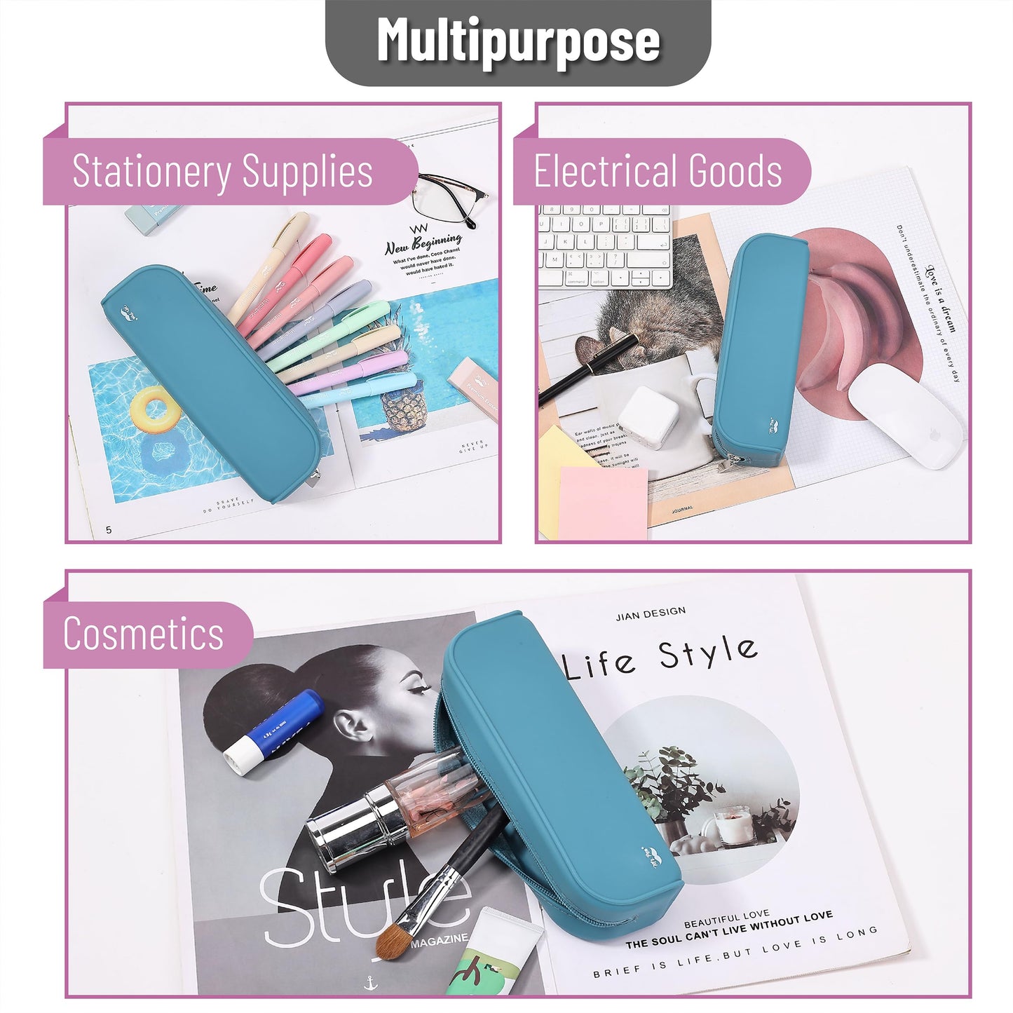 Mr. Pen- Silicone Pencil Case, Aesthetic Pencil Bag for Women, Makeup Pouch