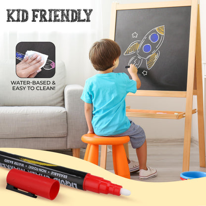 Bandle B. Chalk Markers - 8 Vibrant, Erasable, Non-Toxic, Water-Based, Reversible Tips. For Glass or Chalkboard Markers for Businesses, Restaurants, Liquid Drawing Chalk (Vibrant 6mm)