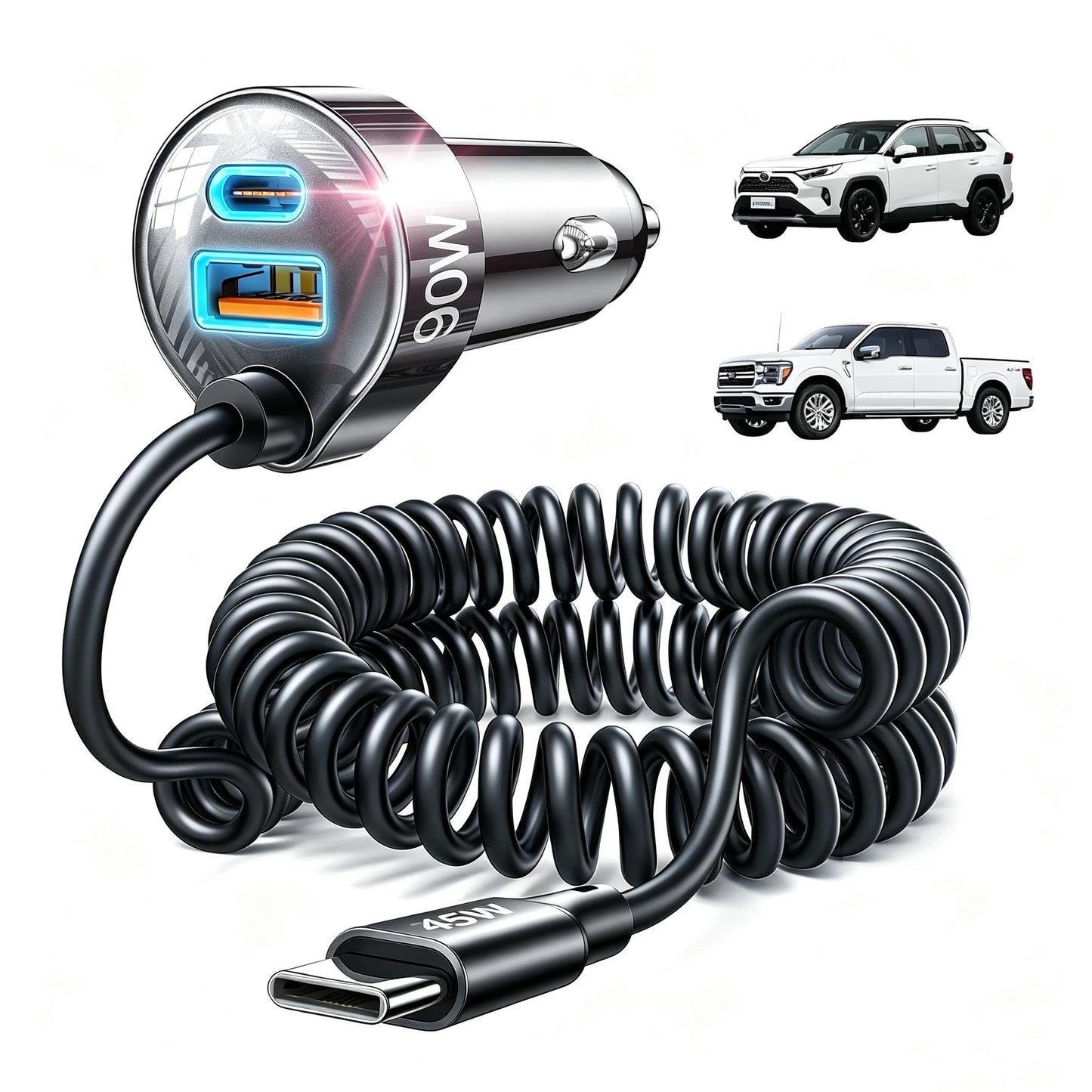 LISEN 90W for iPhone 17 16 15 Pro Max Car Charger USB C Fast Charge