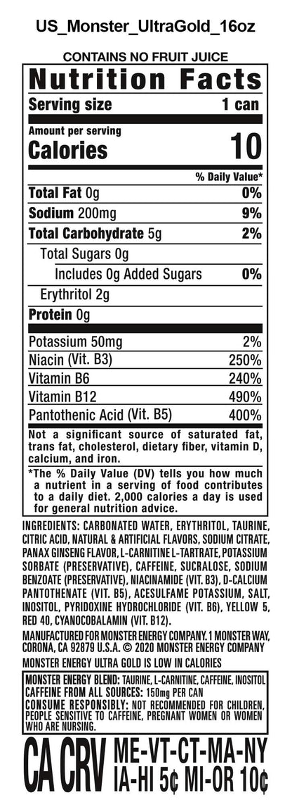 Monster Energy Zero Ultra, Sugar Free Energy Drink, 16 Ounce