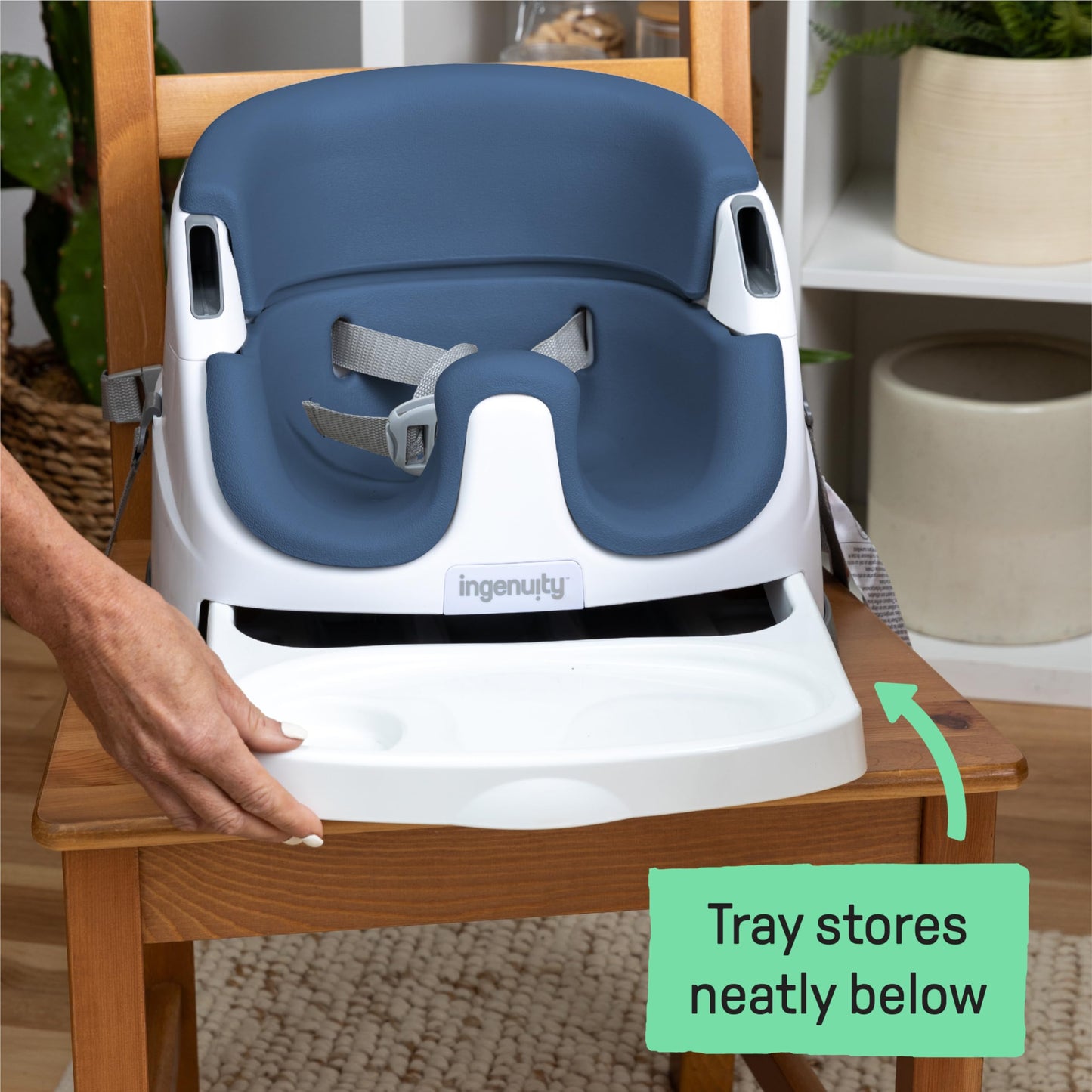Ingenuity Baby Base 2-in-1 Booster Feeding and Floor Seat with Self-Storing Tray - Cashmere