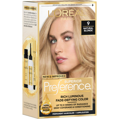 L'Oreal Paris Superior Preference Luminous Fade-Defying Permanent Hair Color, Hair Dye For Up to 9 Weeks of Radiance, Medium Brown 5, 1 Hair Dye Kit