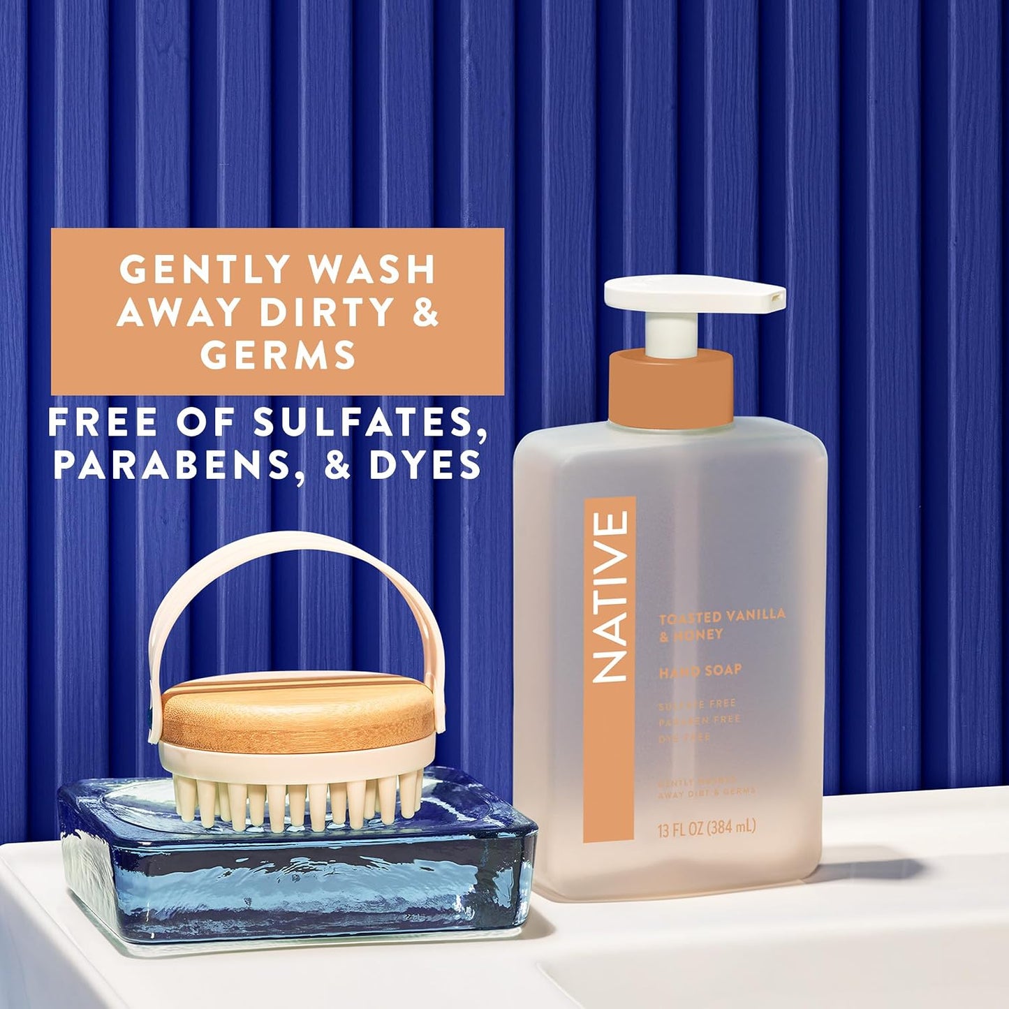 Native Liquid Hand Soap, Toasted Vanilla & Honey Scent, Non-Drying Formula for Soft, Smooth Hands, Made with Plant-Based Cleansers, Sulfate & Paraben Free, 13 oz Bottle