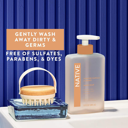 Native Liquid Hand Soap, Toasted Vanilla & Honey Scent, Non-Drying Formula for Soft, Smooth Hands, Made with Plant-Based Cleansers, Sulfate & Paraben Free, 13 oz Bottle