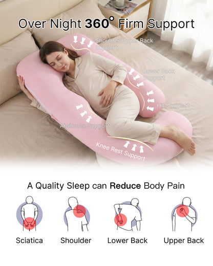 ALLOPERA Pregnancy Pillow, Full Body Maternity Pillow 57 inch, with Removable Washable Cover - Sleep Support for Legs, Back, Neck, Shoulder, HIPS, Belly, Velvet Cover-Grey-Dark Blue