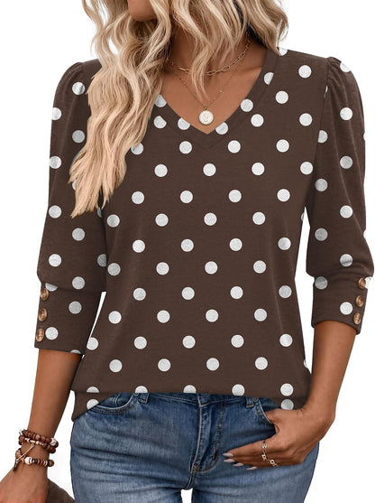 Zeagoo Womens 3/4 Sleeve V Neck T Shirts Dressy Casual Tops
