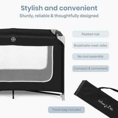 Dream On Me Zodiak Portable Playard, Compact for Travel, Carry Bag, Gray & Pink