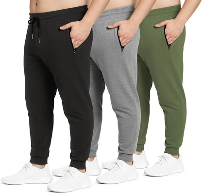 PURE CHAMP Sweatpants for Men 3 Pack Fleece Athletic Workout Joggers Mens Sweatpants with Zipper Pockets Size S-3XL
