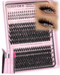 Goddvenus Brown Wispy Eye Lash Clusters Kit Natural Cluster Eyelash Extensions Kit False Eyelash Clusters Fluffy DIY Individual Lash Extensions Kit C Curl