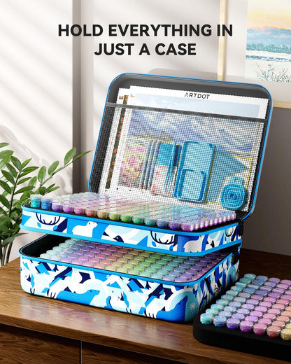 ARTDOT 60 Slots Storage Container for Diamond Art Kits for Adults, Portable Bead Storage Boxes for Diamond Painting Accessories and Tools