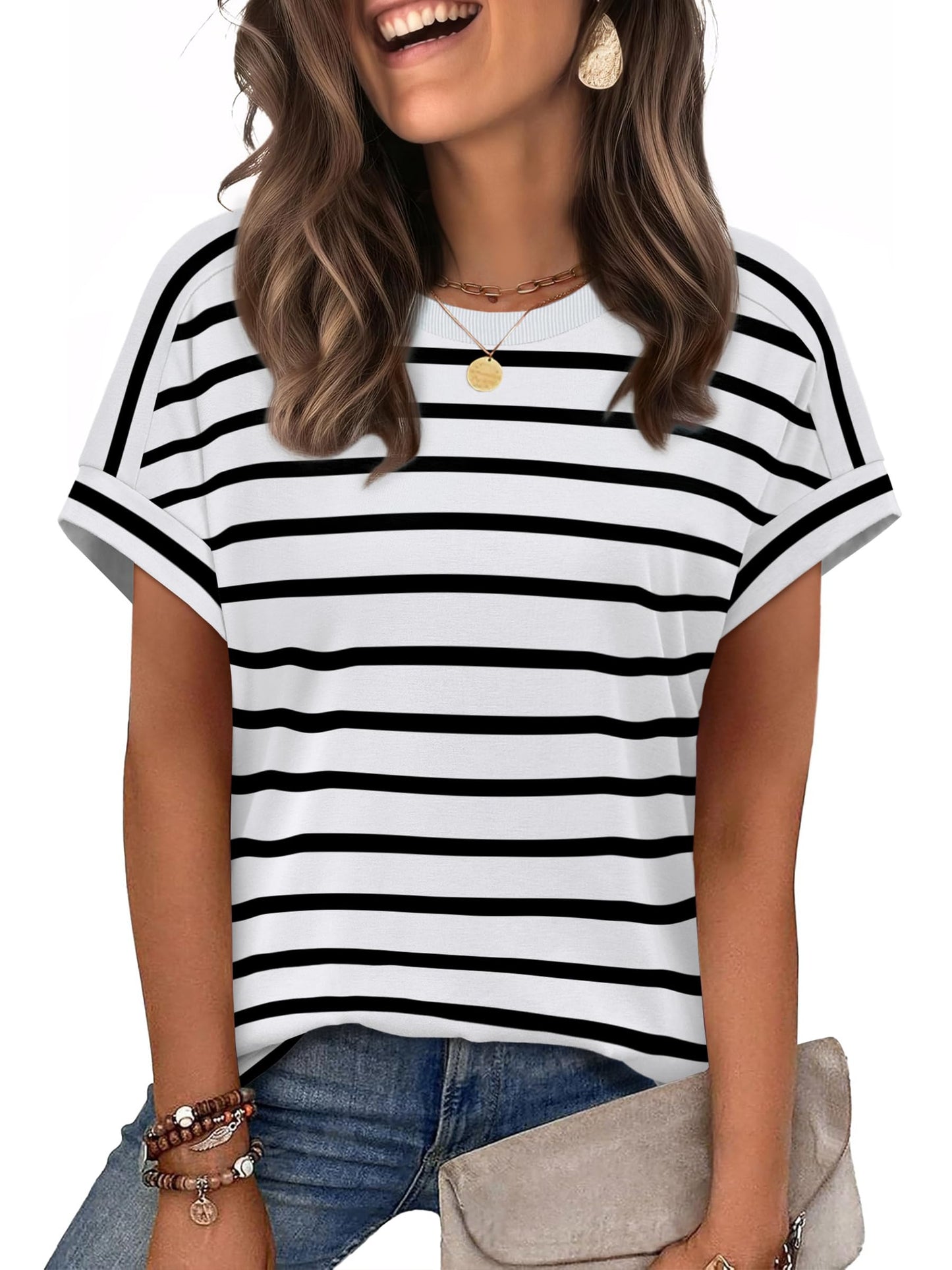 WIHOLL Womens Tops Short Sleeve Shirts Summer Outfits 2026 Spring Dressy Casual Clothes Clothing