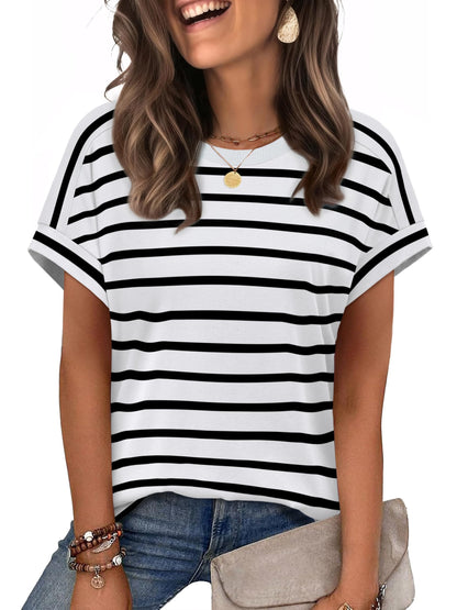 WIHOLL Womens Tops Short Sleeve Shirts Summer Outfits 2026 Spring Dressy Casual Clothes Clothing