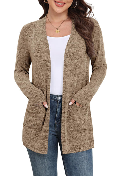 Yincro Women Lightweight Cardigan Long Sleeve Open Front with Pockets S-3XL