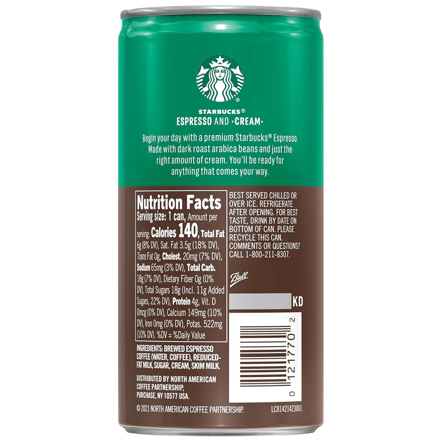 Starbucks Espresso & Cream, 6.5 Fl Oz Cans (Pack of 12)