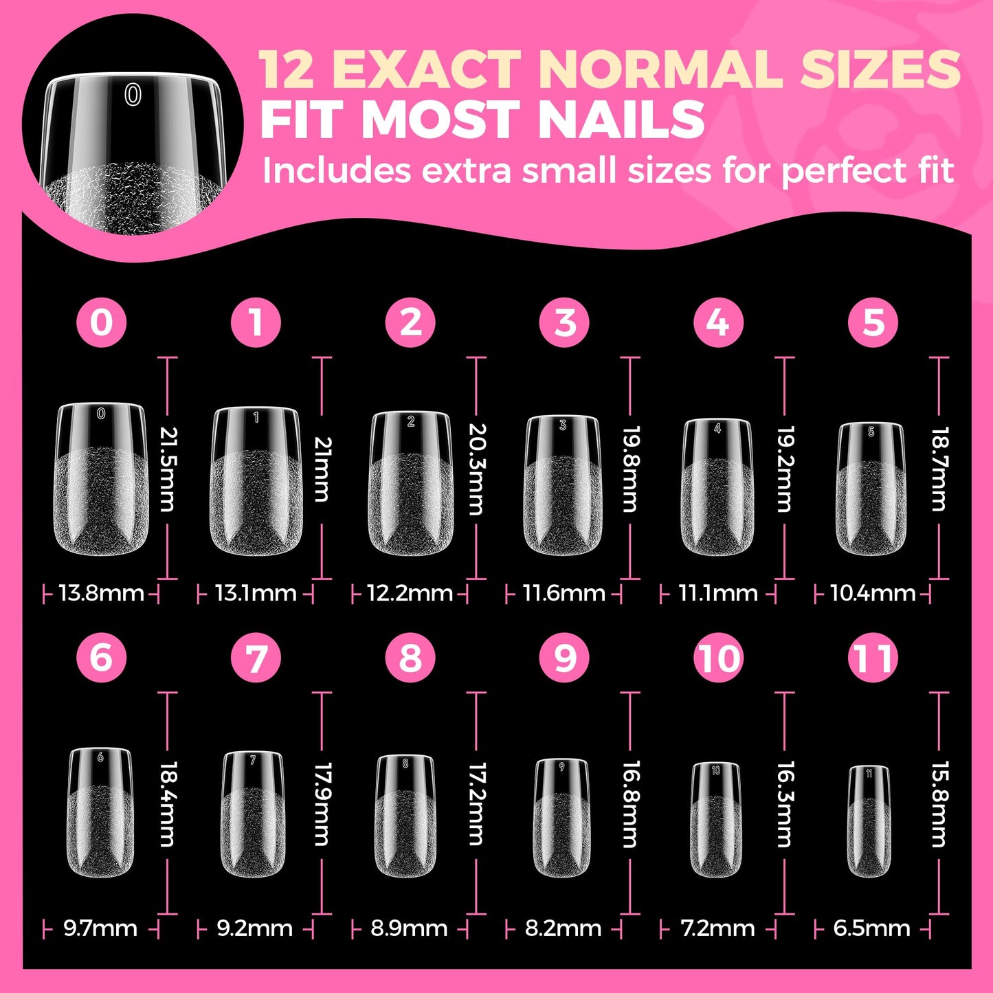 UNA GELLA 504Pcs Medium Pointed Almond Nail Tips, X-Soft Almond Gel Nails